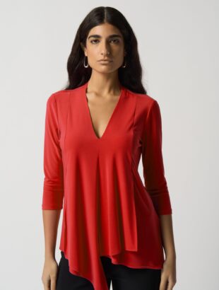 Joseph Ribkoff Asymmetric Tunic Style: 161066TT - RED