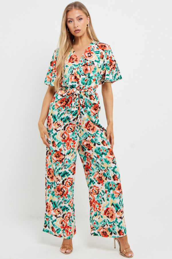 Multi Printed Jumpsuit – Green/Red - Image 3