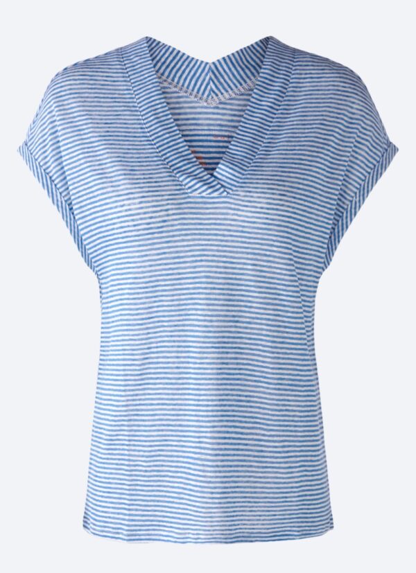 Oui Fine Stripe T-Shirt Style 78692 - Blue/White - Image 2