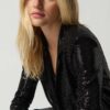 Joseph Ribkoff Stretch Knit Sparkly Blazer Style 234240 - Black - Image 4