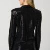 Joseph Ribkoff Stretch Knit Sparkly Blazer Style 234240 - Black - Image 3