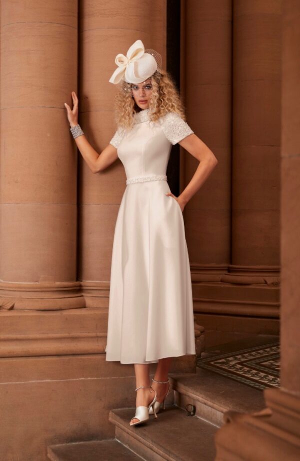 Veni Infantino Embellished High Neck Dress Style 991815 - Light Gold