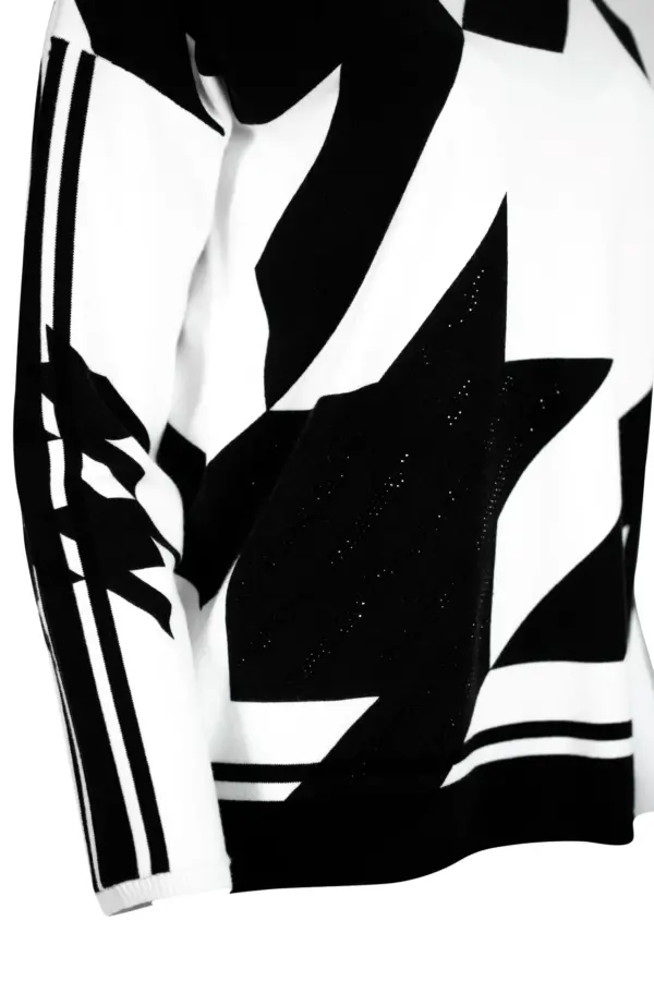 Black and White Fine Knit Faber Sweater Style 98401 - Image 3