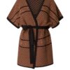 Oversized Short Sleeved Kimono Style Cardigan - Black/Cognac