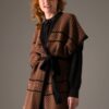 Oversized Short Sleeved Kimono Style Cardigan - Black/Cognac - Image 2