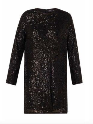 Black Sequin Long Sleeve Dress