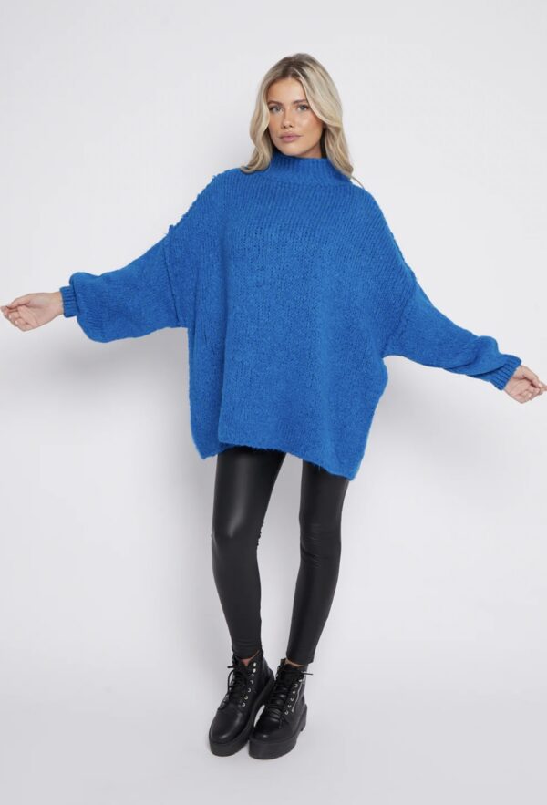 Chunky Knit Plain Jumper - Peacock Blue