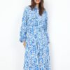Floral Button-Up Viscose Dress by Soya Concept - Blue - Image 2