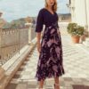 Pleated Printed Skirt Dress Ceremonia By Veni Infantino Style 25019S - Navy/Blush Print