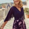 Pleated Printed Skirt Dress Ceremonia By Veni Infantino Style 25019S - Navy/Blush Print - Image 2
