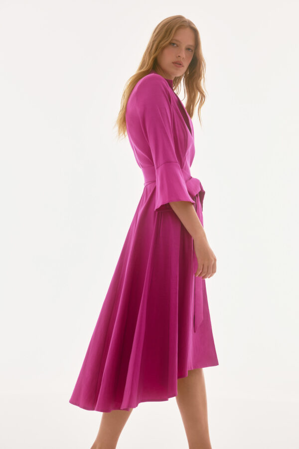 Stretch Taffeta High Low Wrap Dress - Style 251727 - Image 2