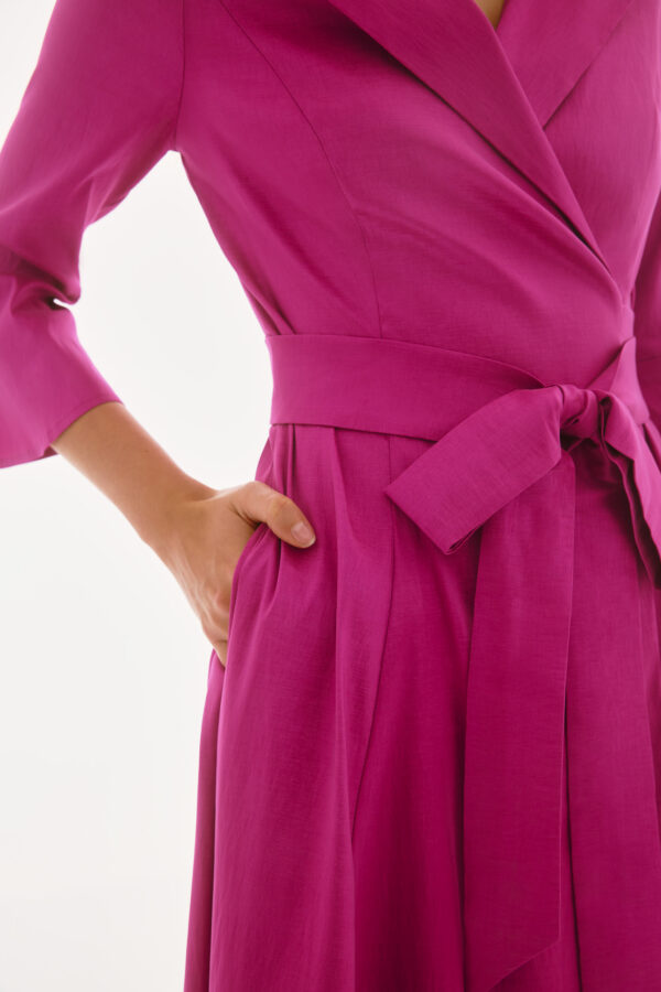 Stretch Taffeta High Low Wrap Dress - Style 251727 - Image 5