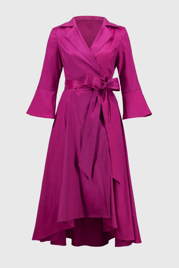 Stretch Taffeta High Low Wrap Dress - Style 251727 - Image 6