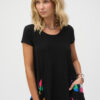 Silky Knit Stripe Print Handkerchief Tunic- Style 252054