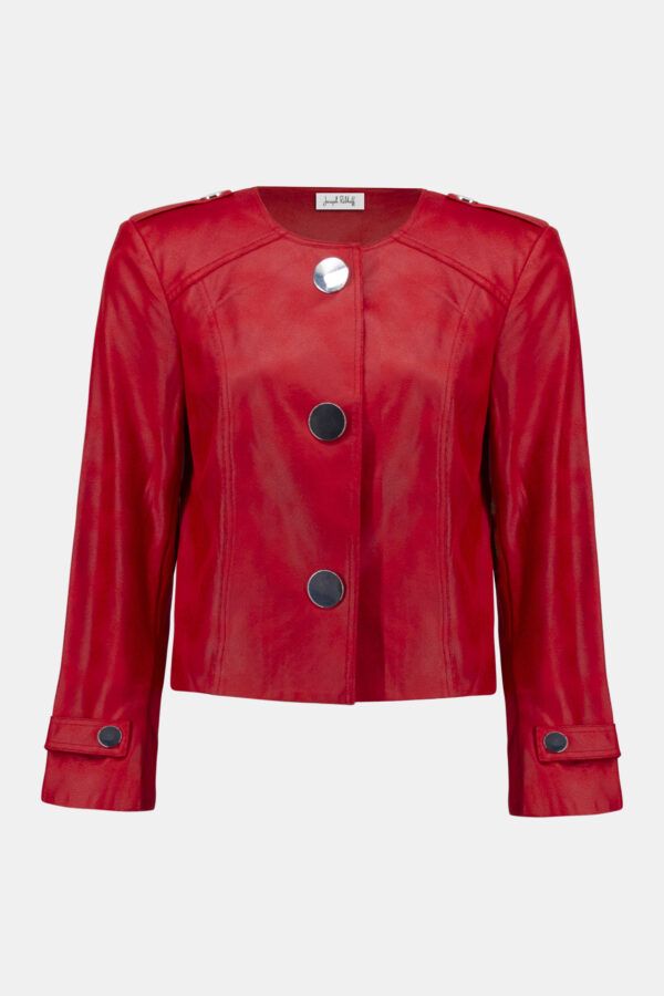 Foiled Faux Suede Boxy Jacket - Style 252918 - Image 5