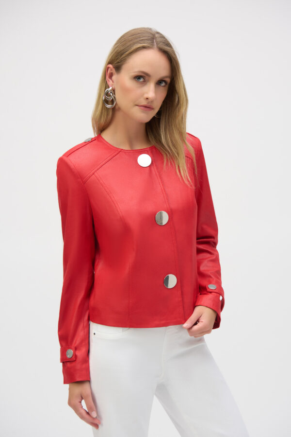 Foiled Faux Suede Boxy Jacket - Style 252918